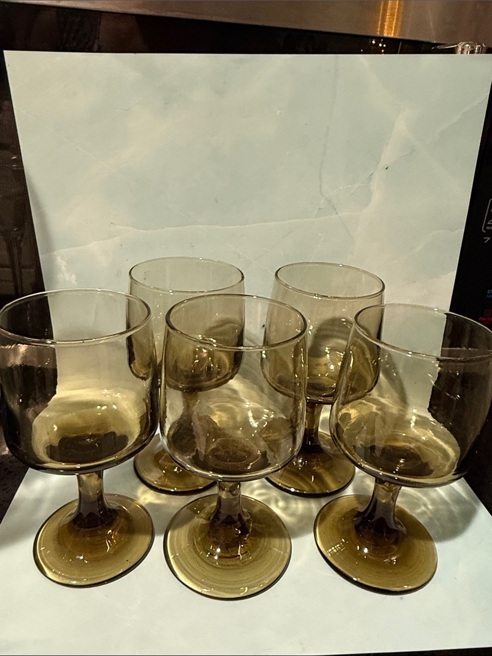 Set of 6 Libbey Amber Glass Goblets - Home Dining